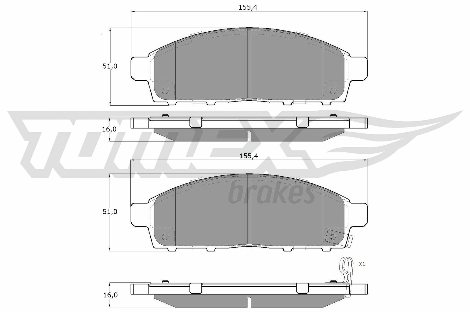 Sada brzdových destiček, kotoučová brzda TOMEX Brakes